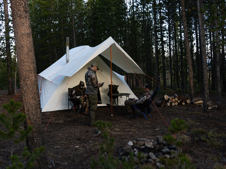 Snowtrekker Vestibule with people under it.

