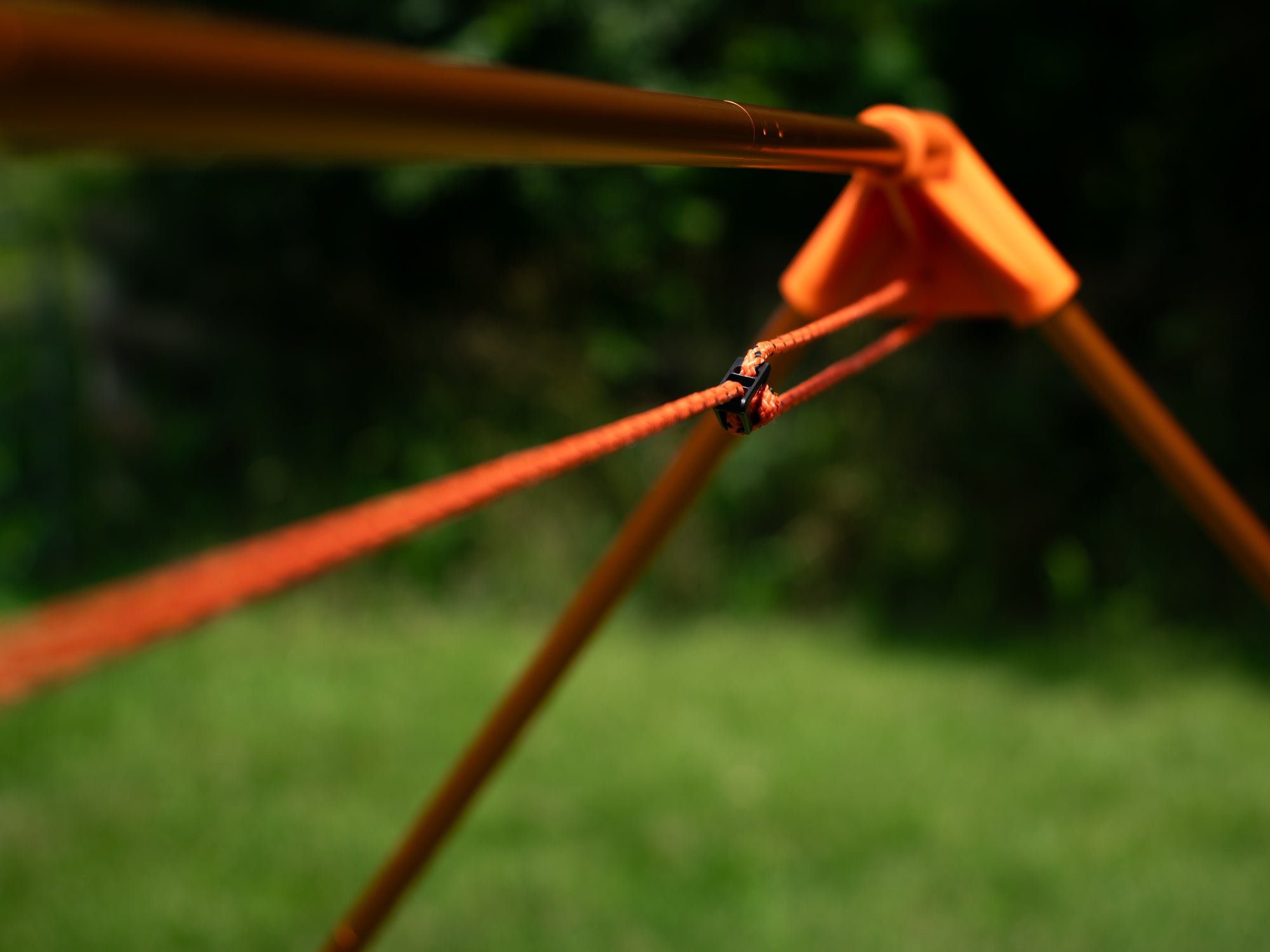 Lightweight Easton Aluminum Tent Frame With Orange Unions and Guy Out Clips