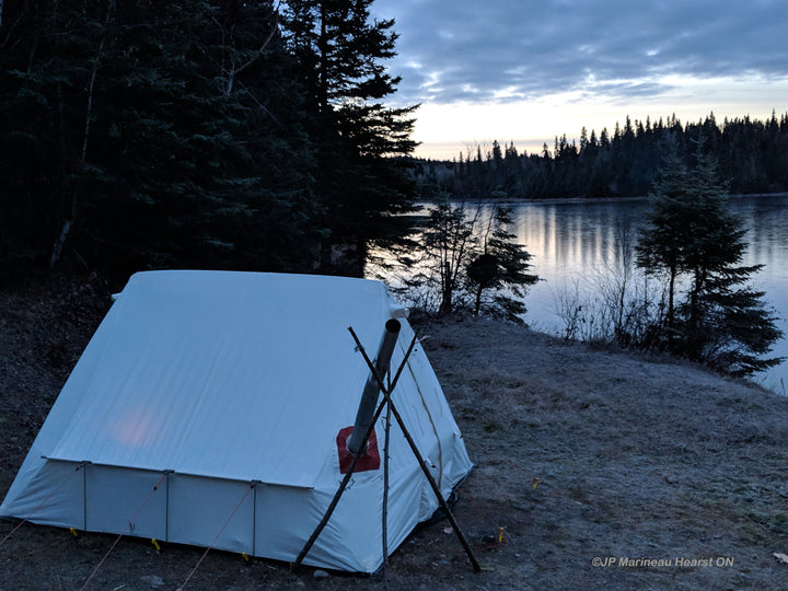 Snowtrekker 9x11.5 Shortwall On Lake Shore with pine trees in background