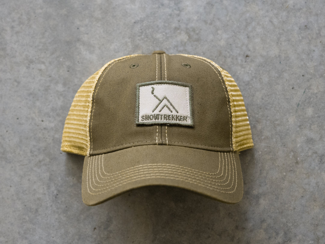 Snowtrekker Olive Legacy Old Favorite Trucker logo hat with patch